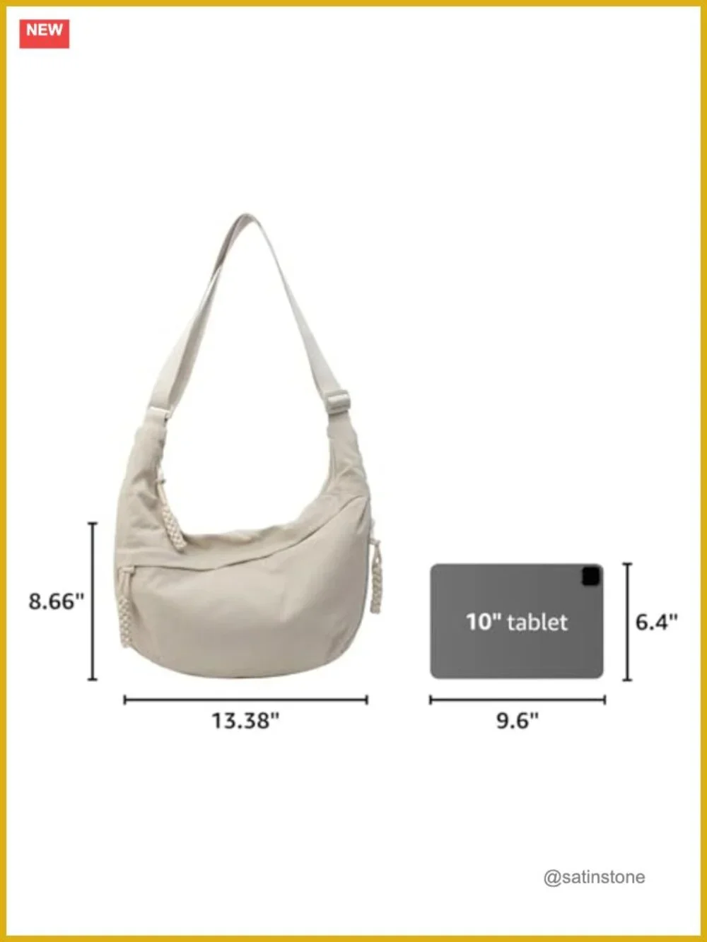 Nylon Crescent Crossbody Bag Travel Hobo Purse Foldable Adjustable Strap